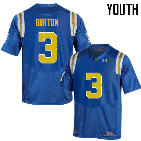 Youth #3 Brandon Burton UCLA Bruins Under Armour College Football Jerseys Sale-Blue - Click Image to Close